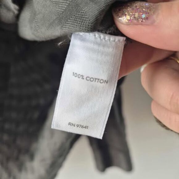 J. Jill Oversized Green Top Size L Slightly Sheer 100% Cotton Collared V Neck - Picture 5 of 6